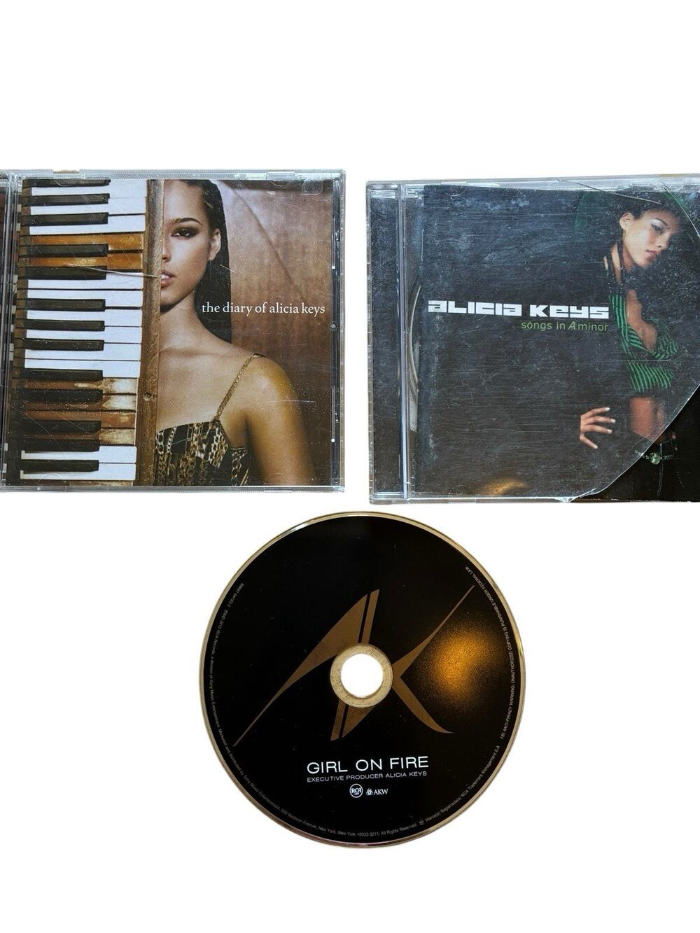 Lot 3 Alicia Keys CDs Songs in A Minor, Diary of, Girl on Fire Y2K R &B Music